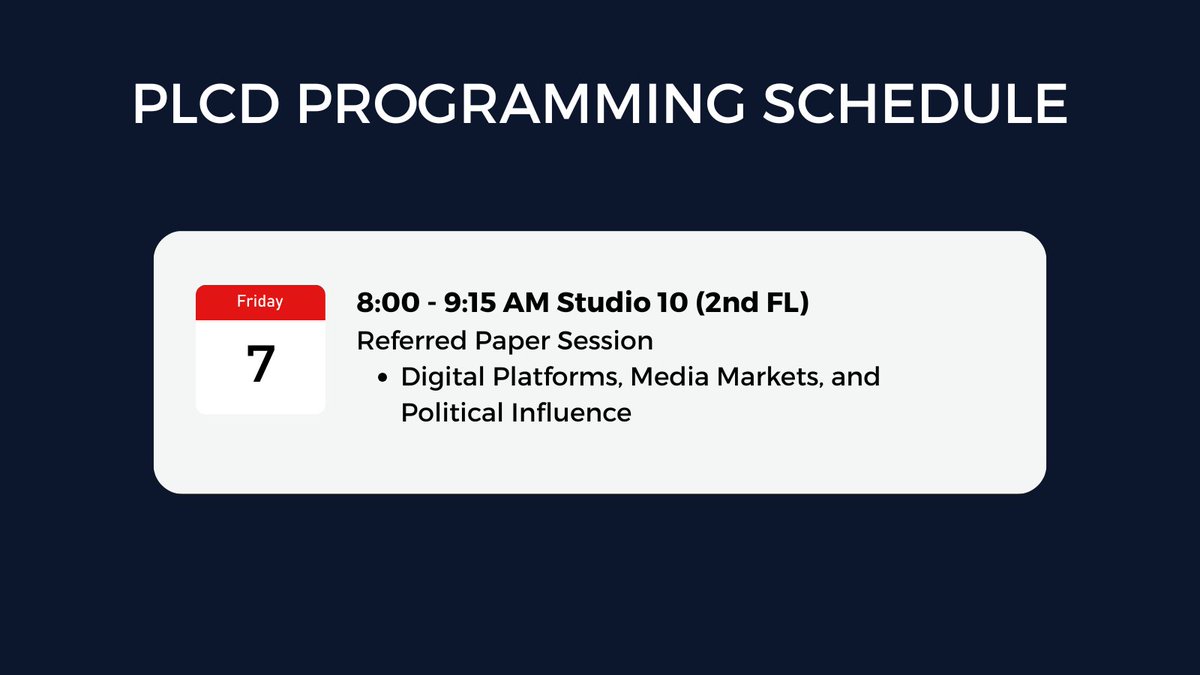AEJMC_PolComm's tweet photo. We'll be kicking off Friday’s PLCD programming with a refereed paper session on Digital Platforms, Media Markets, and Political Influence.
⭐️⭐️1/2
Join us for an engaging learning session!
#AEJMC26 #PLCD https://t.co/HddQCJ9TqF