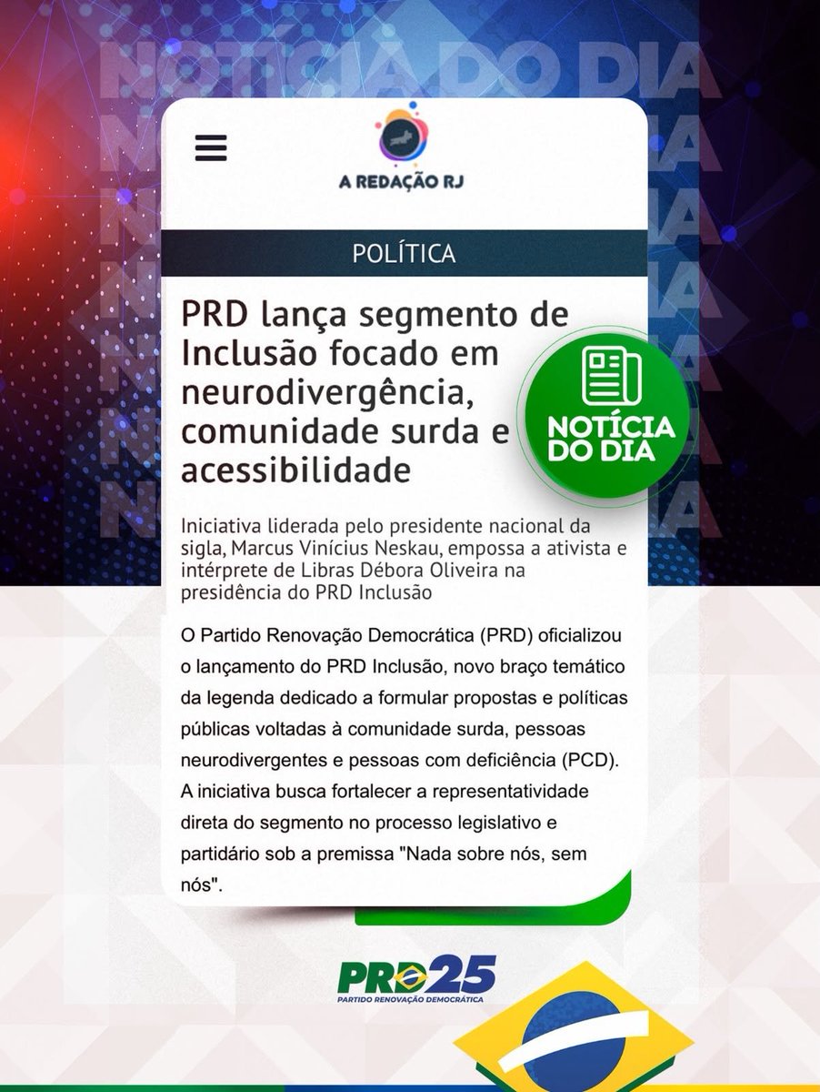 prd25_rj's tweet photo. 📷 #PRDnaMídia a criação do #PRDInclusão já atingiu nossa meta inicial de colocar o tema em evidência, e teve repercussão nos veículos de notícias.
Só trazendo o tema para o diálogo combatemos a invisibilização de tantas pessoas em nossa sociedade. https://t.co/5Q6u9A0jk5