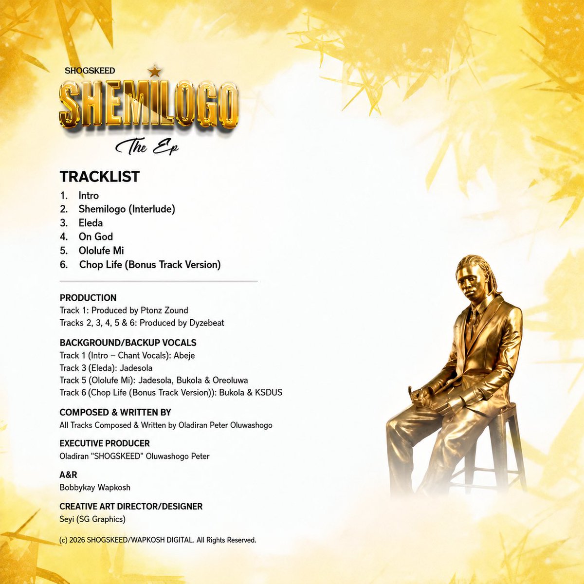 shogskeed's tweet photo. The journey is almost complete. ❤️

I'm beyond excited to finally share SHEMILOGO with you all. 🥰🤩

Which track are you looking forward to the most?🤗

📅 Out August 13, 2026
🌍 All Streaming Platforms

#SHEMILOGO #SHOGSKEED #TracklistReveal #Afrobeats #Naijamusic https://t.co/pAmKJ6bCJq