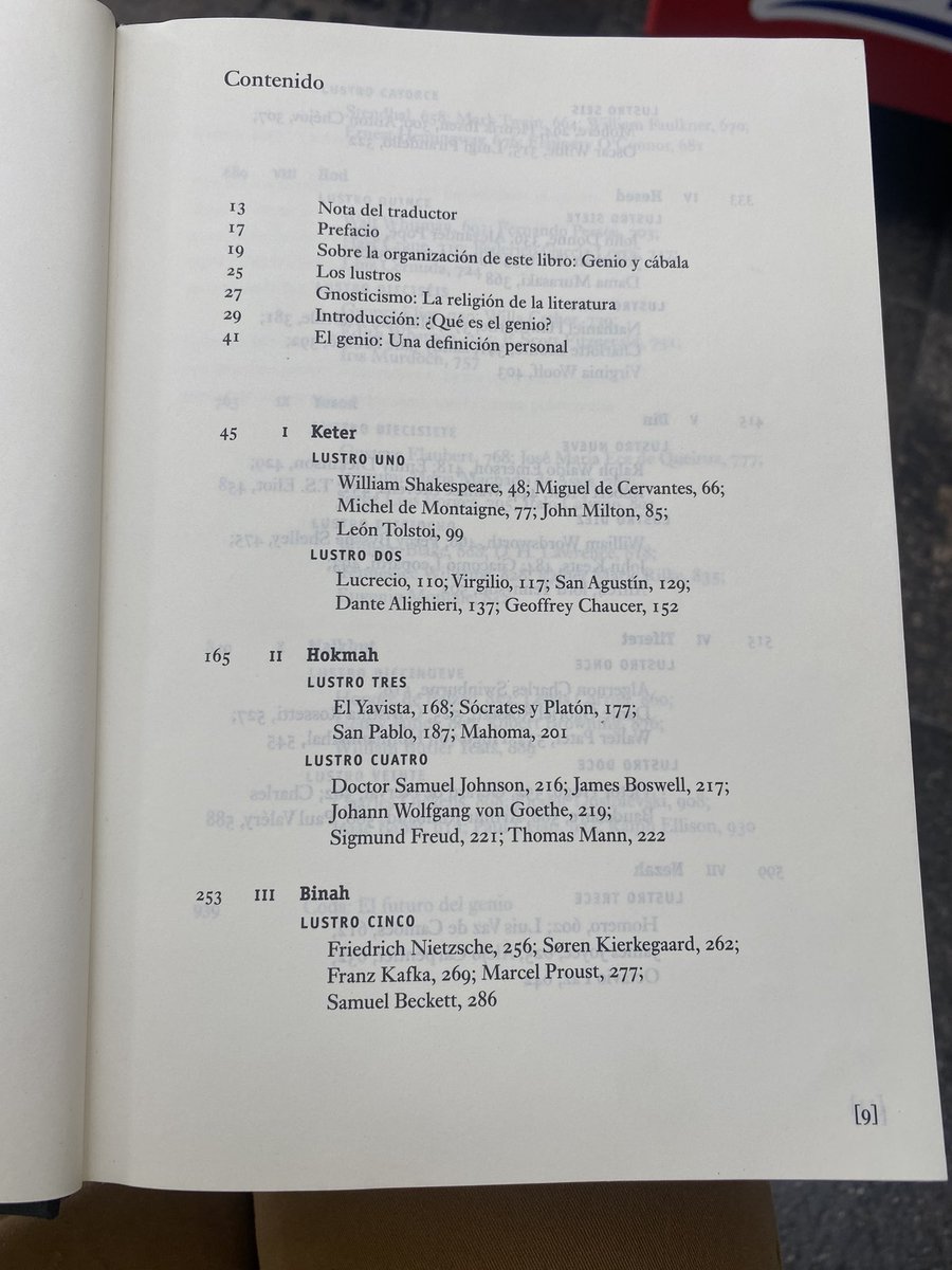 gojauregui's tweet photo. Vean qué CHULADA de Harold Bloom. El índice 🔥. https://t.co/RGaTuD5epX