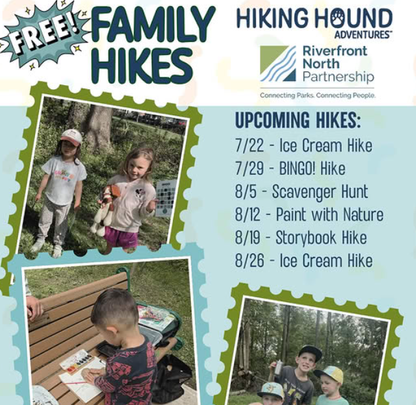 RiverfrontNorth's tweet photo. Hiking Hound Adventures has been offering free family hikes along the Greenway! It's not too late to check them out at Pennypack on the Delaware on Wednesday evenings through August. 

Next up: Paint with Nature on August 12th! 🖌️ https://t.co/ujwijLEGEM