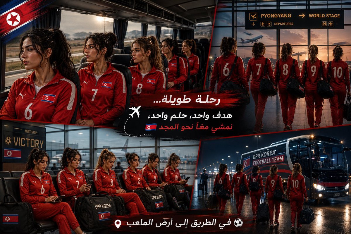 hadhood20u's tweet photo. رغم كل ما واجهته البعثة من تحديات وعقبات، واصلت لاعبات منتخبنا الوطني المسير بثبات وعزيمة لا تعرف الانكسار. وغادرت بعثة المنتخب المطار متجهة إلى مقر الإقامة، إيذانًا بانطلاق مرحلة جديدة عنوانها القتال، والإصرار، وتشريف الوطن. فالرحلة لم تبدأ عند الوصول.. بل تبدأ الآن 🇰🇵🇰🇵🇰🇵 https://t.co/S3Tn7K6aoY
