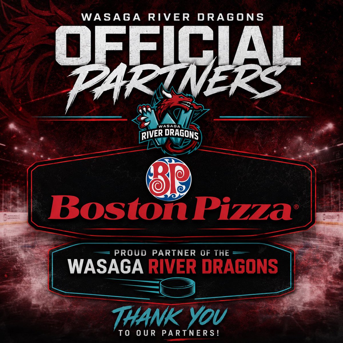 RiverdragonsJrA's tweet photo. 🍕🏒 Please help us welcome Boston Pizza Wasaga Beach as an official partner of the Wasaga River Dragons for the 2026-27 season!

Official Game Day Beverage Sales Partner &amp; Official Post-Game Hub for all River Dragons Home Games

#WasagaRiverDragons #OfficialPartner #GMHL https://t.co/YbhlYeWaAg
