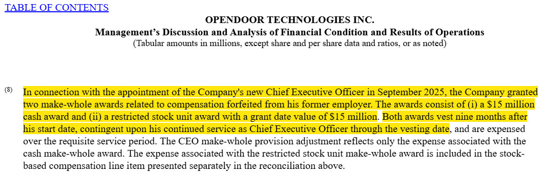 stockgeekTV's tweet photo. I've been diving deeper on $OPEN today, I noticed this CEO "make-whole" award in the filings

Turns out, @nejatian is getting paid a $15 million cash incentive this year

This whole narrative about him working for $1 salary and all stock upside is misleading https://t.co/qFczM4s13N