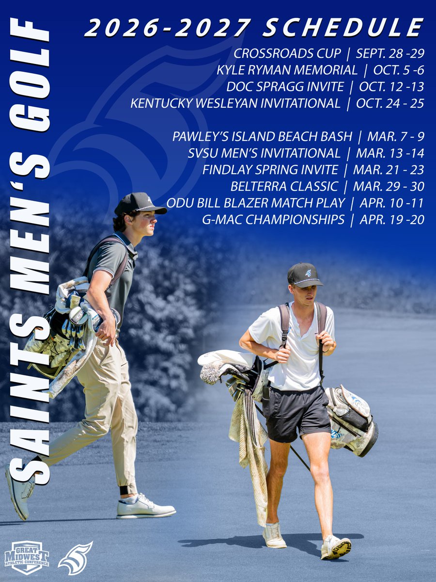 tmusaints's tweet photo. Men's Golf will tee off their 2026-27 season at the Crossroads Cup in late September ⛳
#LetsGoSaints https://t.co/rRj3Z0VHLL