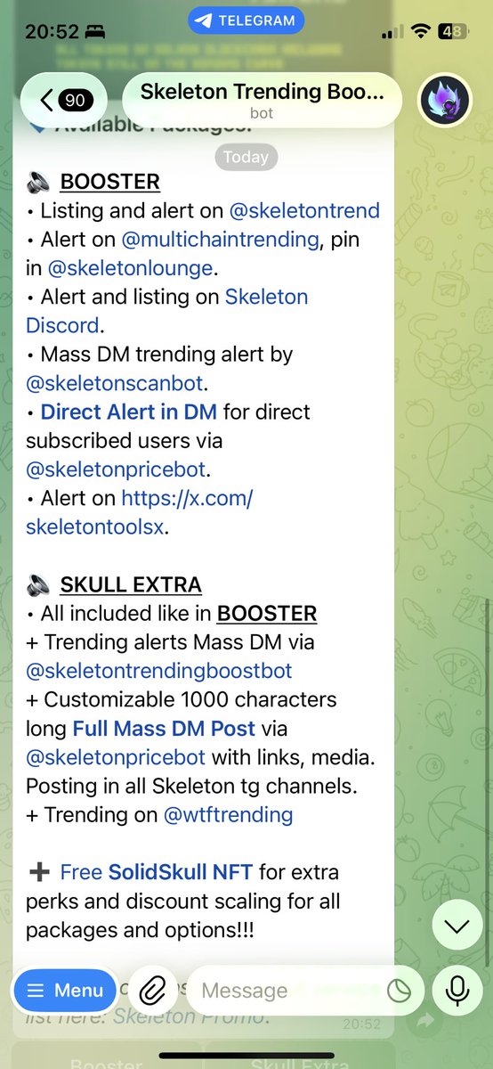 LunaChainia's tweet photo. Get listed on skeleton multi chain trending channel as well
Double your engagement and create more awareness to reach a larger audience on telegram 
You can get their main trending boost and buybot ads as well https://t.co/F8YTAQa4Dt