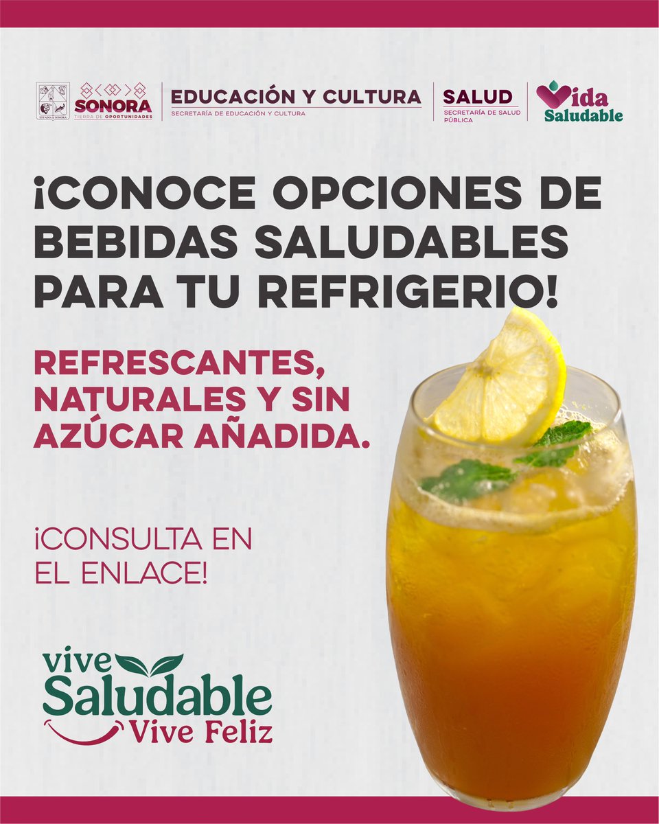 SECSonora's tweet photo. ¡Bebidas que sí nutren!
 💧  Agua simple 🍉 Agua de frutas naturales (sin azúcar)  🥤 Infusiones ligeras
Frescas, fáciles de preparar y perfectas para una #VidaSaludable.  
📲 Conoce más opciones aquí 👉 https://t.co/YFGjWkuAUD
#ViveSaludableViveFeliz https://t.co/cdzgSb0xPf