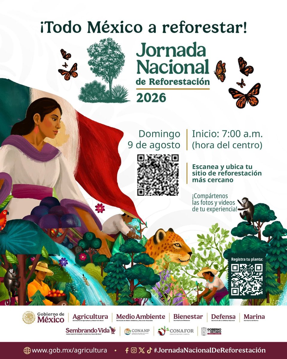 AgriculturaPue's tweet photo. ¡Recuerda!

Domingo 9 de agosto, participa en la #JornadaNacionalDeReforestación. 🌳 https://t.co/6Ib12QGubi
