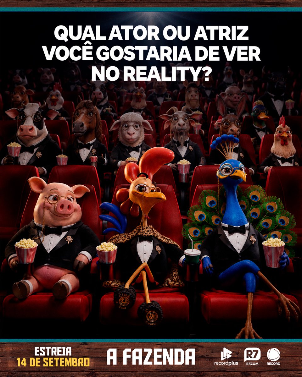 afazendarecord's tweet photo. Várias lendas da atuação já passaram pelo reality 🤠 Qual ator ou atriz você gostaria de ver na #F18? 🔥 Conta pra gente nos comentários!

E anote na agenda: a nova temporada de #AFazenda estreia no dia 14 de setembro 🤩 https://t.co/OmbxPJ9cw1
