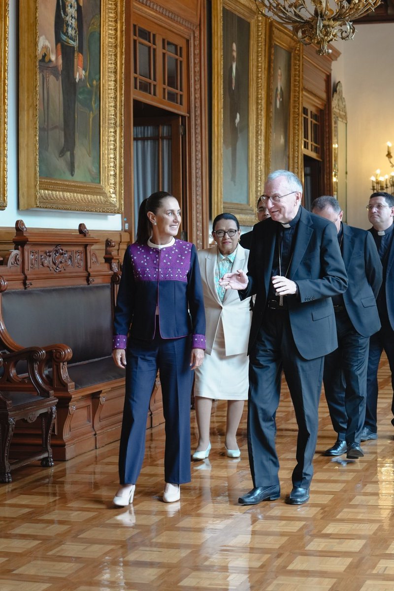 CatholicArena's tweet photo. Cardinal Parolin met with President of Mexico Claudia Sheinbaum today https://t.co/vTRqpV6f2h