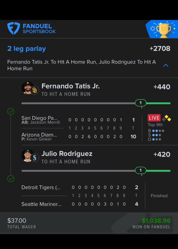 moufsidesports3's tweet photo. They say nothing is perfect.. but the sound of the bat cracking absolute missiles and money hitting the account is as perfect as it can get!! ⚾️💥

#MLB #Padres #Mariners #Homer #gamblingx #bettingtips #BettingX #SportbettingX #Sportsgambling #Gamblingtwitter #MoufsideSports https://t.co/Xoyu31yGXD