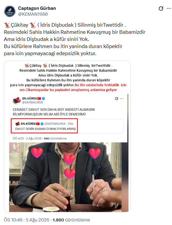 AmatorTrader06's tweet photo. @suatolgunn Sevgili @haskologlu Sizin Değerli Basın mensuplarından  ricamdır...
şahsın ismi ( İdris Dişbudak  ) 
takma lakabı 🐕‍🦺Çükitay 🐕‍🦺
geçmişi beli sabikali biri .lütfen bu şahısı toplumun edebi için gündeminize alin lütfen,
en son silmiş  olduğu paylaşım iyi okuyun lütfen https://t.co/3k5k4Gc17P