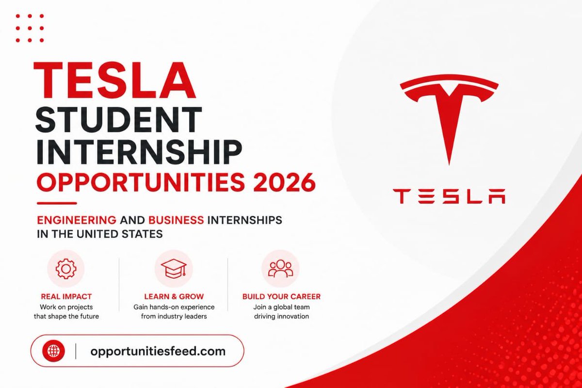 ReignGigs's tweet photo. ⚡ Kickstart your career with Tesla!
https://t.co/6CFJbvAxOn
Engineering &amp; Business internships are now open.

#Tesla w#Internship #EngineeringJobs #Students #OpportunitiesFeed https://t.co/KLnvlhBIvd