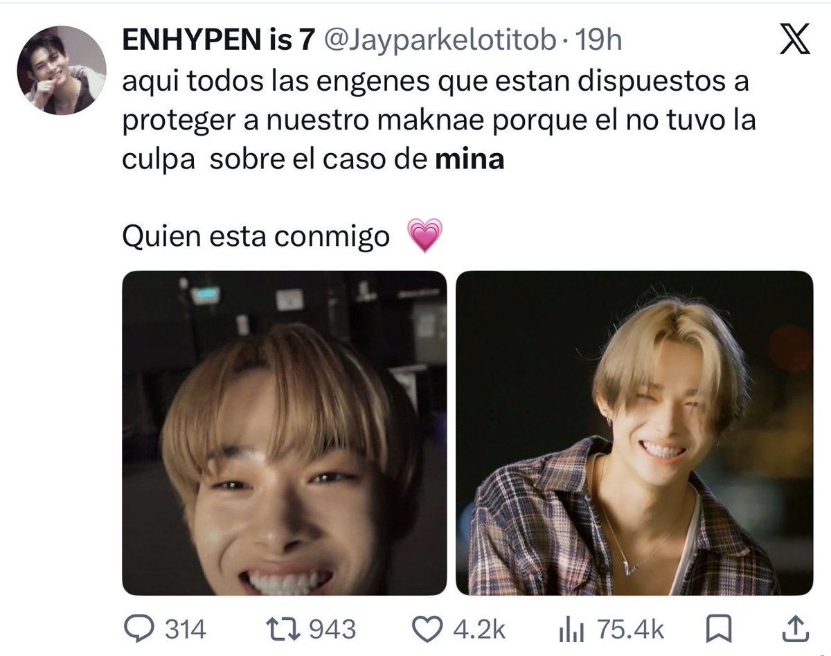 Galaxyerye's tweet photo. No, amor, desgraciadamente un idol no puede darse el lujo de decir lo que quiere sin consecuencias, y siendo alguien que lleva tanto tiempo en la industria, sabe perfectamente cómo funciona la misma. Ahorita las fans andan con el cuento de victimizarlo diciendo que "necesita mucho amor". No. Ni-ki no necesita que lo infantilicen como siempre hacen; lo que necesita es dar la cara y responsabilizarse públicamente por lo que provocó. La que necesitaba amor y apoyo era Mina, a la que asesinaron sistemáticamente a base de acoso.
