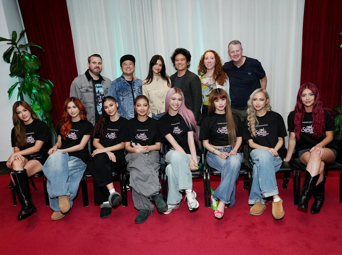 poganda_daily's tweet photo. look who came to watch and support BINI 🌸

the dreamworks' forgotten island team. this feels extra special because of the way they've been treating the girls 🥺❤

they continue to include the girls, celebrate with them, and show up for them. thank you for all the love, @Dreamworks. 💫

photos from: sthanlee on IG