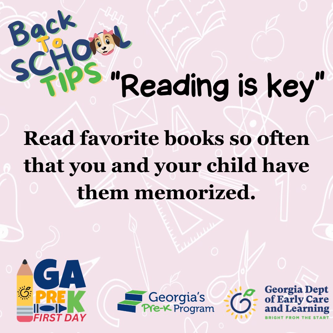 GADeptEarlyCare's tweet photo. Here is a tip for a great #GaPreKFirstDay. Follow along with DECAL social media as we give tips for a GREAT #GaPreKFirstDay. #prek #parents #teachers #prekteacher #earlyeducation #Georgia #educate #schooldays #firstdayofschool https://t.co/0D0Z19KI0i