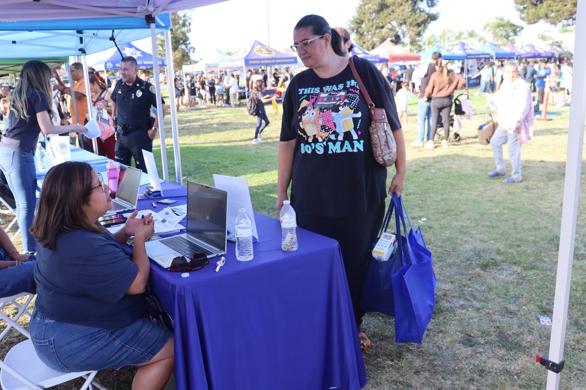 sdapcd's tweet photo. SDAPCD was excited to participate in the community resource fair for #NationalNightOut!

Our team connected with residents by sharing educational information about air quality, answered questions about programs, &amp; offered application assistance for South Bay community members. https://t.co/1JKVYu6DBy
