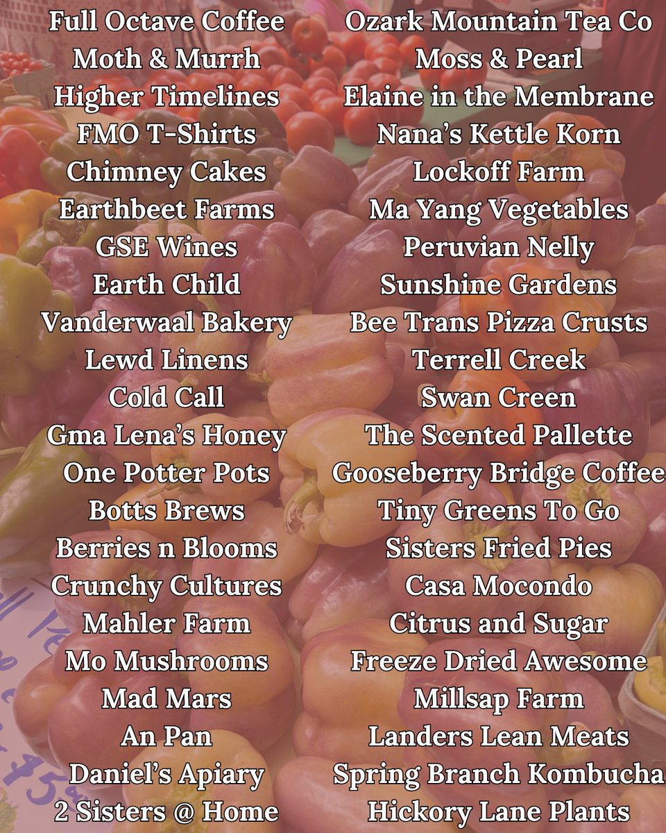 FMOzarks's tweet photo. Our wonderful vendors at Farmers Market of the Ozarks this Saturday, August 8th! https://t.co/l10uukCw7h