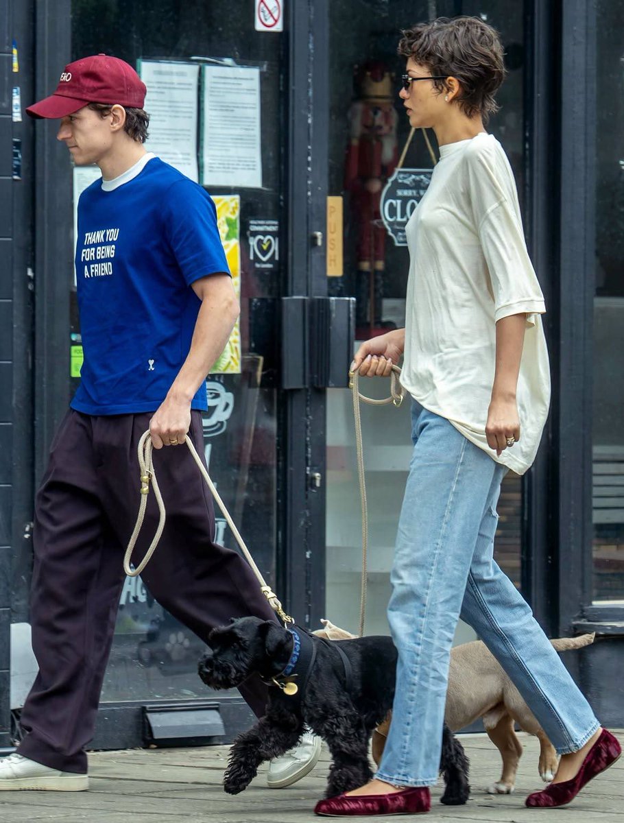 VelouraStudioCo's tweet photo. Holding hands, matching energy, and taking on the day together.

#Zendaya #TomHolland #Tomdaya #ZendayaAndTomHolland #CoupleGoals #TomdayaEdit #RelationshipGoals #DogParents https://t.co/15WP2BZuU8