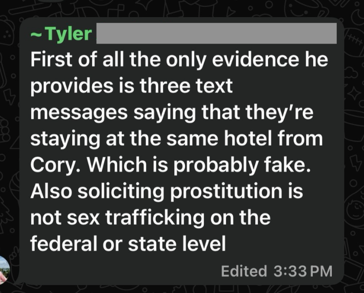j_fishback's tweet photo. Byron Donalds' surrogate says the text messages we provided are "fake" and that "prostitution is not sex trafficking."

Great defense. https://t.co/JLVxAO8p1U