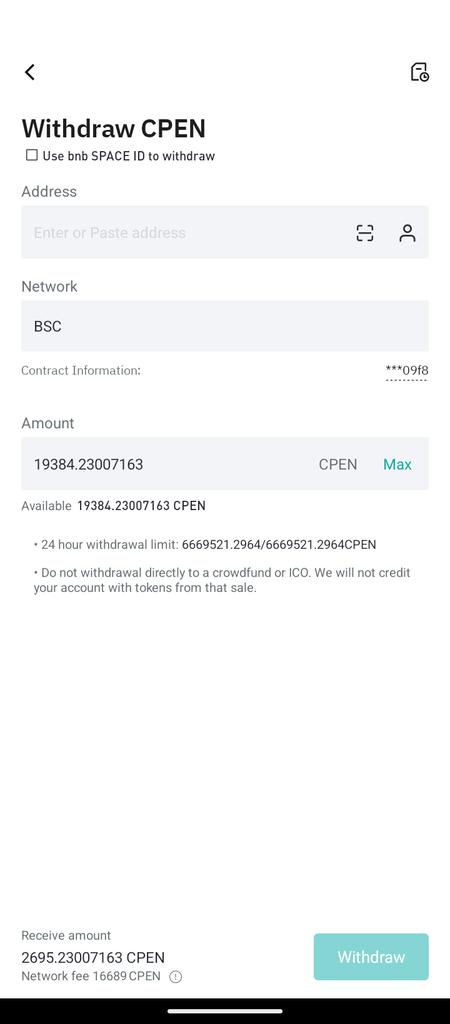 FundzAble5864's tweet photo. @BitMartExchange This issues have not been amended you are you supposed to charge for any withdrawal please this fee is too much @BitMartExchange @cPenCoreTeam @BNBCHAIN @cz_binance 
How will I withdraw 19384 $CPEN  then pay network fee  of 16689 $CPEN ? https://t.co/KNYdva94pD