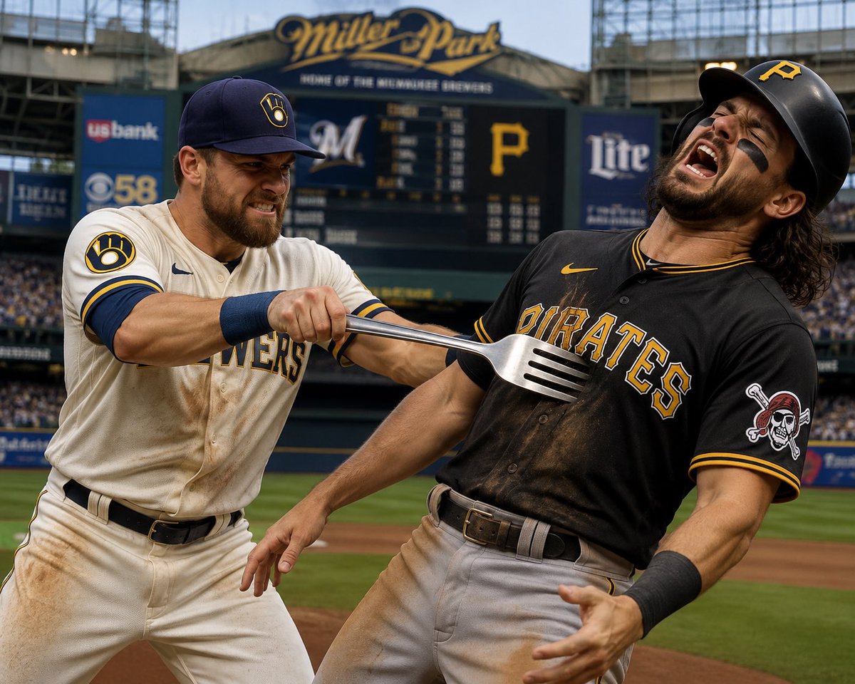 Blitzzone's tweet photo. #BrewCrew taking care of the #LetsGoBucs season. Put a fork in us. Who had August 6th on the bingo card? https://t.co/HVcg1fYX2N