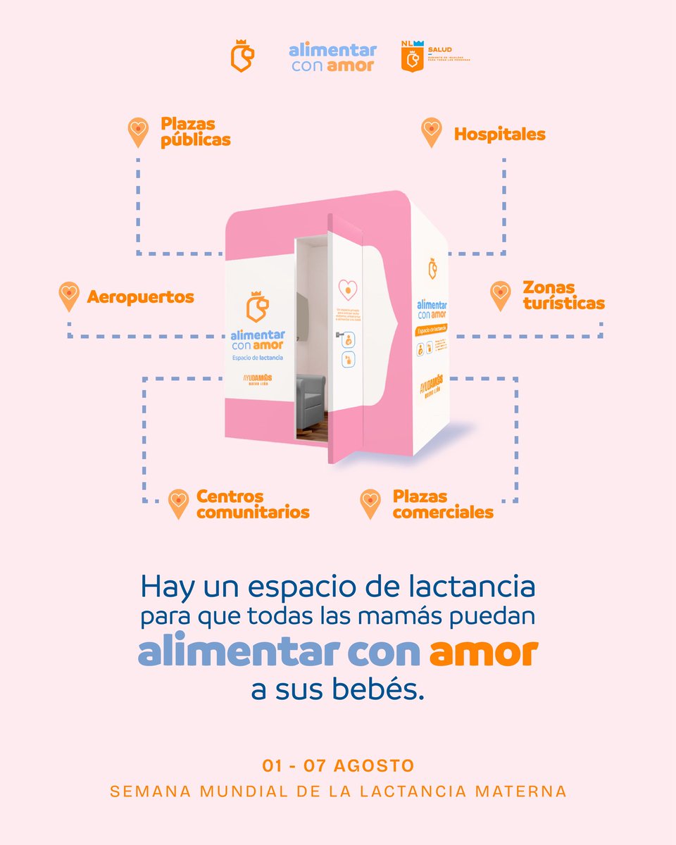 nuevoleon's tweet photo. En esta Semana Mundial de la Lactancia Materna recordamos que siempre hay un lugar para alimentar con amor. 💗

En Nuevo León contamos con espacios de lactancia alrededor del estado para que las mamás puedan alimentar a sus bebés en un espacio cómodo donde quiera que estén. 🤱🏻✨ https://t.co/xtgGSPUvIo