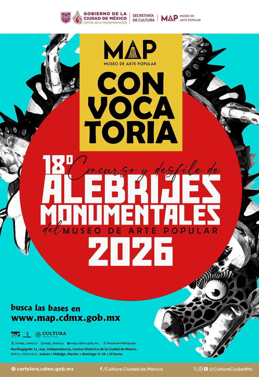 map_mexico's tweet photo. #AlebrijesCDMX | ¡Últimos días para participar!🐲
La convocatoria del 18° Desfile y Concurso de Alebrijes Monumentales del MAP 2026 cierra el 21 de agosto, registra tu proyecto. 🤩 ¡Hay premios de hasta $70,000 MXN! 
👉Bases e inscripciones: https://t.co/CWxNLlXixZ https://t.co/NEXW8qXukq