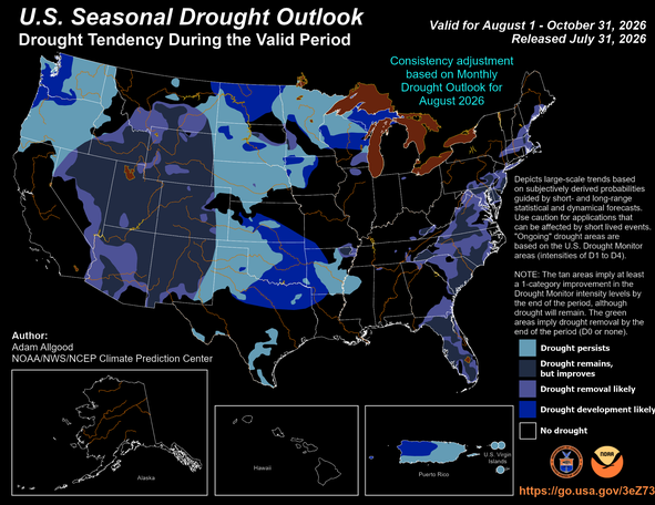 ChiTownTraders's tweet photo. ⭐️ US Seasonal Drought Outlook : Update
@ChiTownTraders #Agriculture #Farming #Grains https://t.co/018d6Rl8Nl