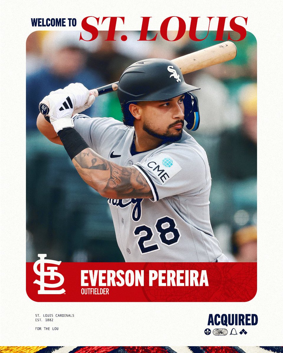 Cardinals's tweet photo. Welcome to St. Louis, Everson!

We have claimed OF Everson Pereira off waivers from the Chicago White Sox. https://t.co/YHzjdYWMdS