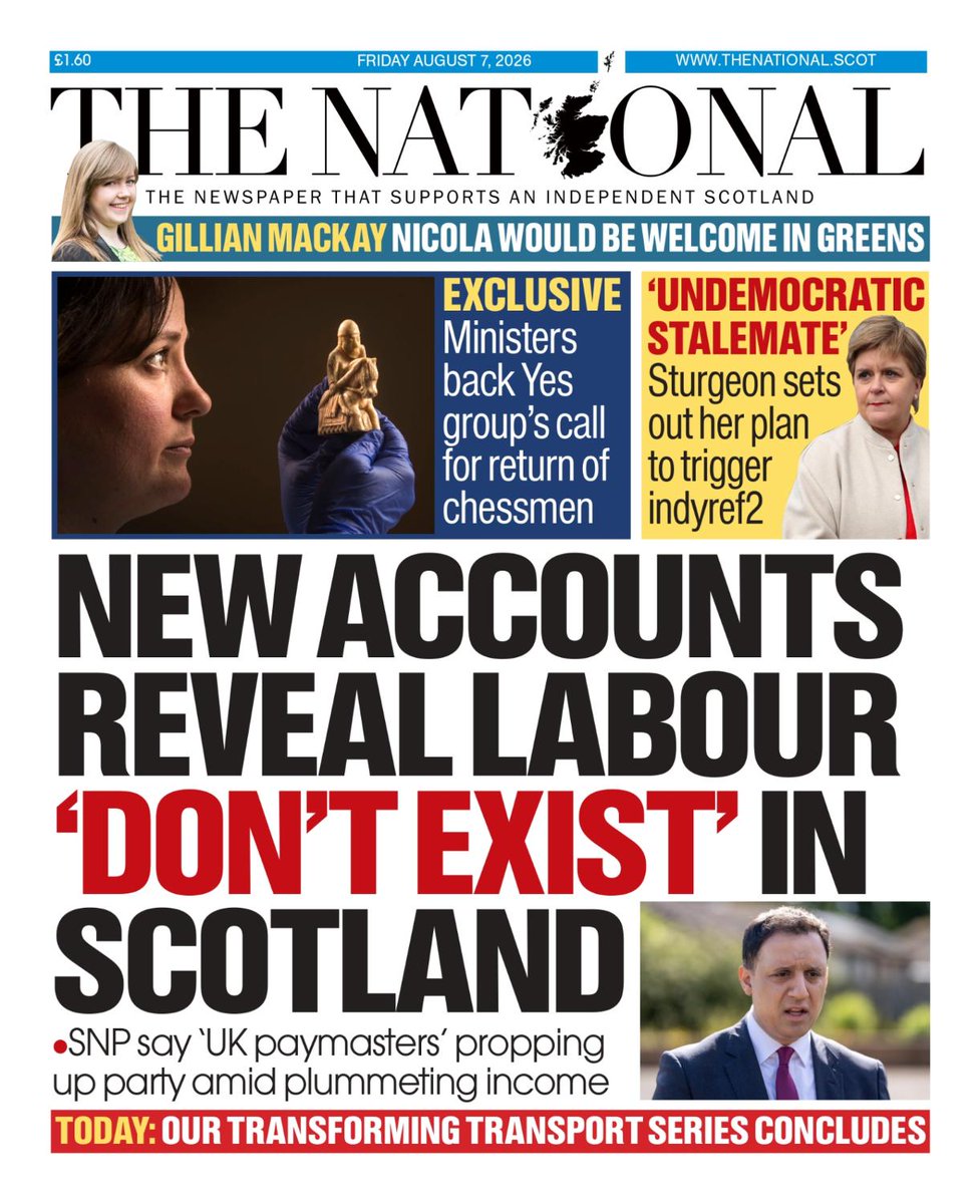 ScotNational's tweet photo. Tomorrow's front page 🗞️

New accounts reveal Labour 'don't exist' in Scotland https://t.co/gRhcNgI6OL