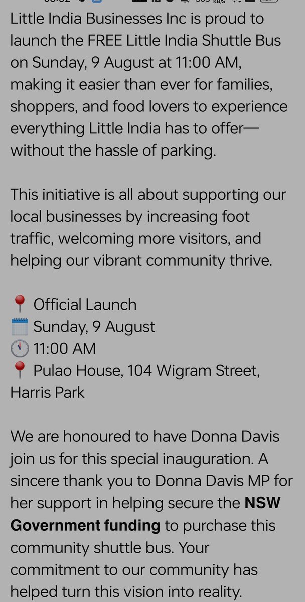 BuddhaQt's tweet photo. While everyone is crapping on  about Lakemba Mosque, Indians are free riding on NSW govt. funding. 

@ChrisMinnsMP  why do these businesses who don't pay the right tax or wages get funding for a bus. Buying votes? 
@PaulineHansonOz 
@PeterPerthWA 
@Ryandally08 
@TruthFairy131 https://t.co/Zez8VXJHvW