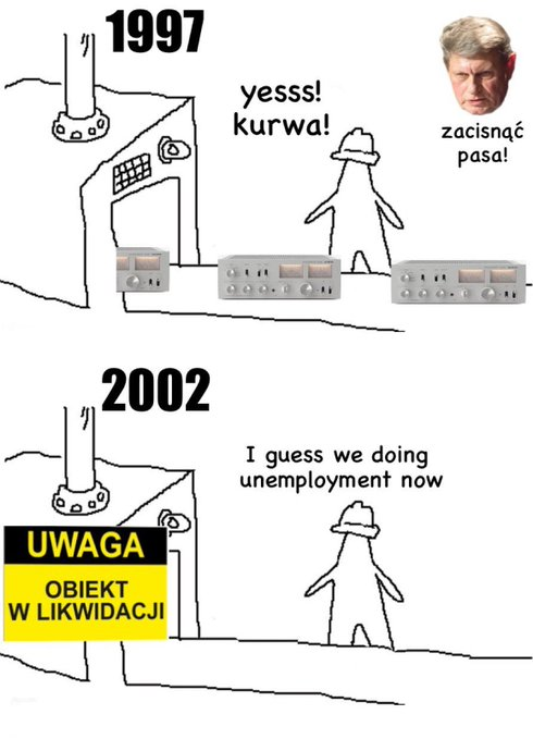 seruminf's tweet photo. @karol_spie72662 @RHSzydlowski Ojciec 20% bezrobocia i dwóch dekad biedy, który myli się w każdym zdaniu, które wypowiada.
Nie jest mi blisko do Leppera, no ale on nie rozpierdolił tego kraju jak zrobił to nasz daddy https://t.co/QQ645OUsh6