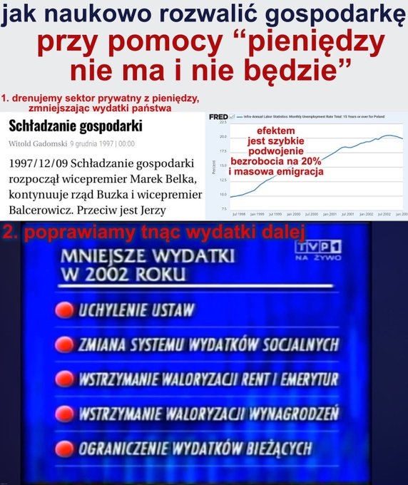 seruminf's tweet photo. @karol_spie72662 @RHSzydlowski Ojciec 20% bezrobocia i dwóch dekad biedy, który myli się w każdym zdaniu, które wypowiada.
Nie jest mi blisko do Leppera, no ale on nie rozpierdolił tego kraju jak zrobił to nasz daddy https://t.co/QQ645OUsh6
