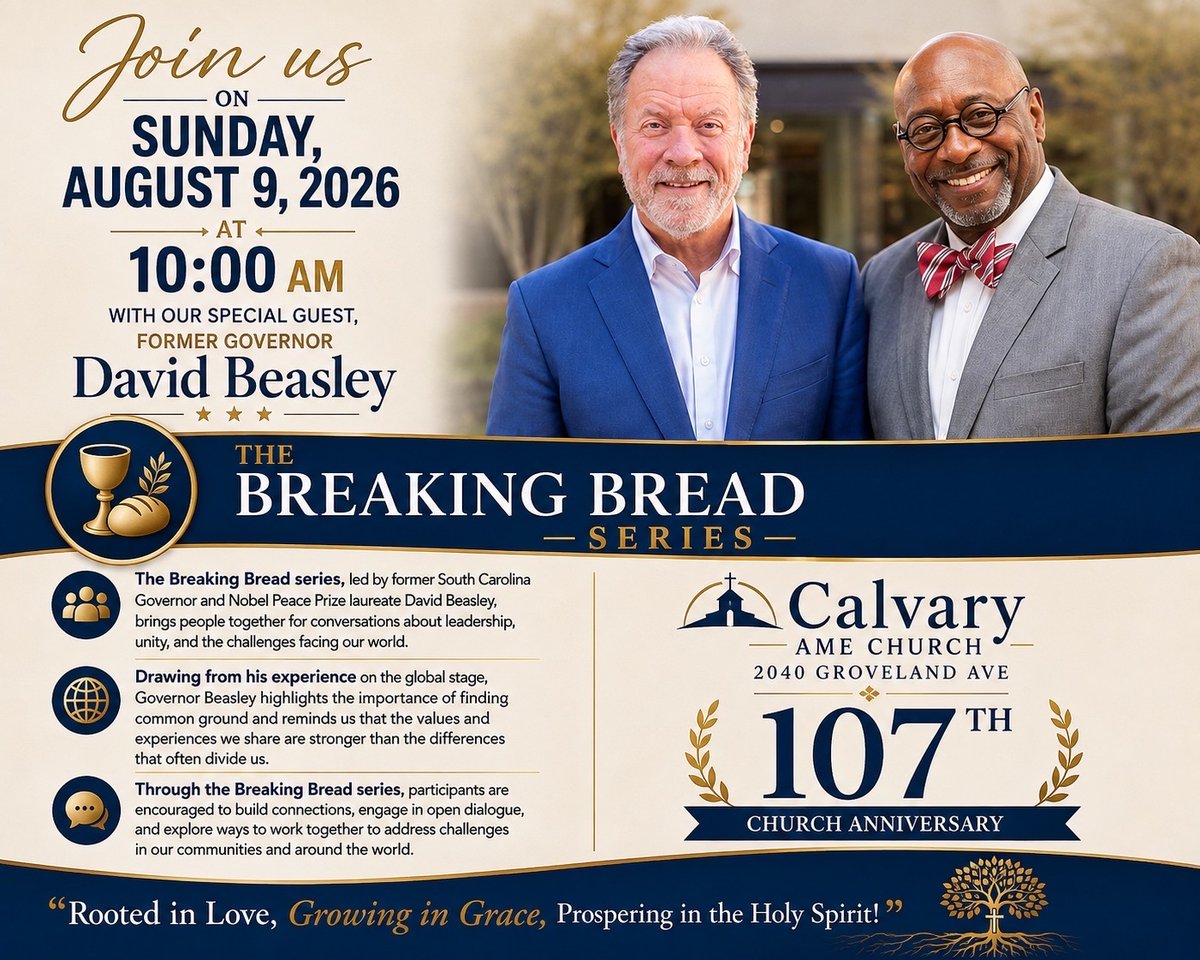 dbeasley1's tweet photo. Come break bread with us! This series is all about spending time talking and listening to neighbors, because that's how trust and community grow. Join us Sunday, August 9th, at 10am at Calvary AME Church in North Charleston. https://t.co/q4ommemqld