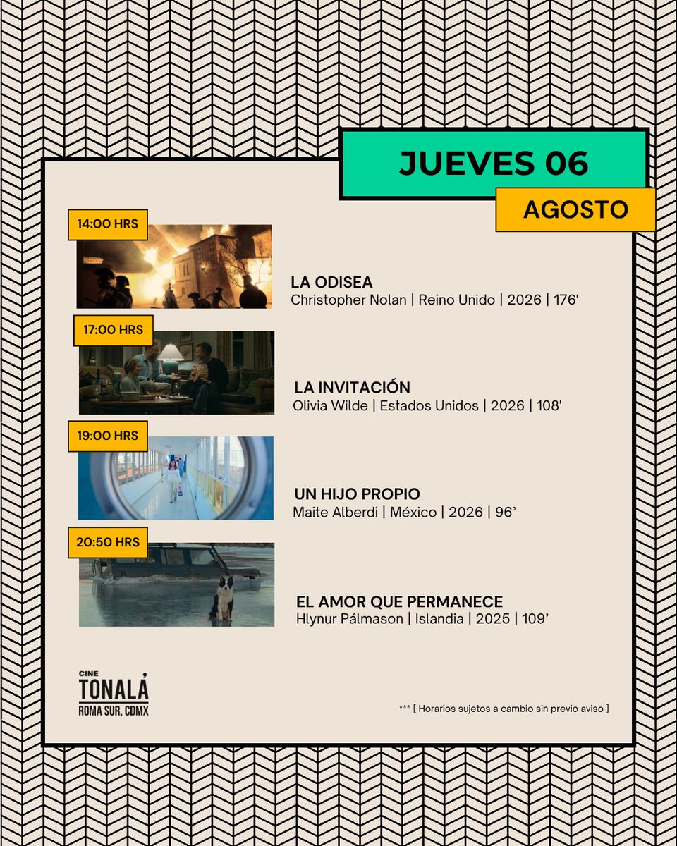 cinetonala's tweet photo. 🍿 Esta semana en Cine Tonalá...

🎟️Cartelera completa en https://t.co/wf7i1qRpQz https://t.co/P3pNJ2NPIy