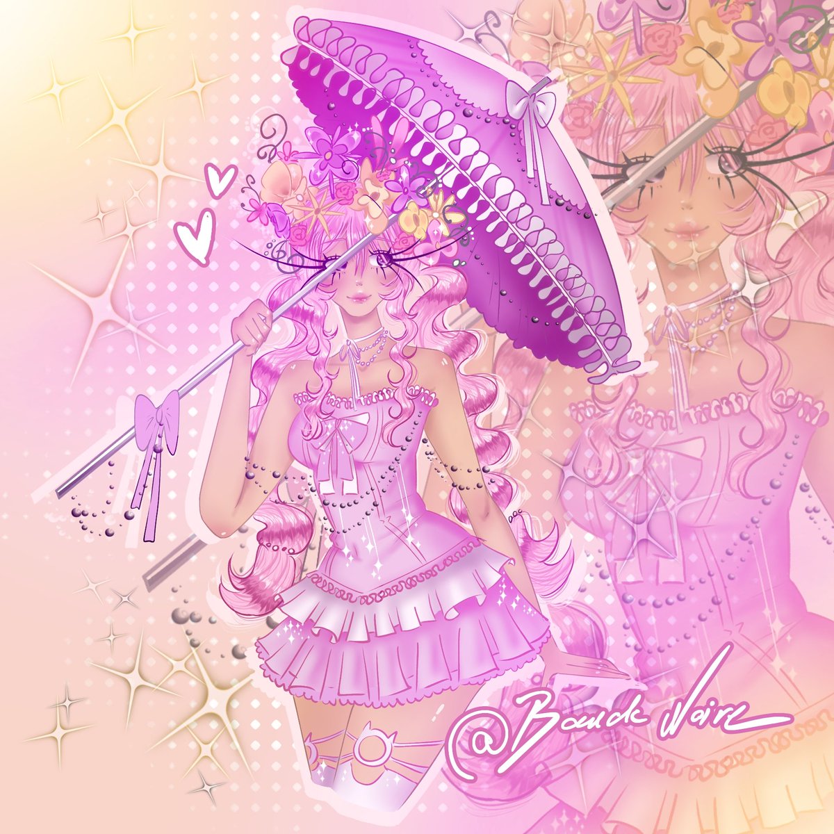 b0ucle_noire's tweet photo. New free request !! ♡ [ i posted the speed drawing on tiktok already!! ] ✨️✨️ a original pink OC !! <3 #artmootsㅤ #commission #digitalart #artistsupport #ibispaint 🌸🫶🏻 https://t.co/m9gSxGF7Y0