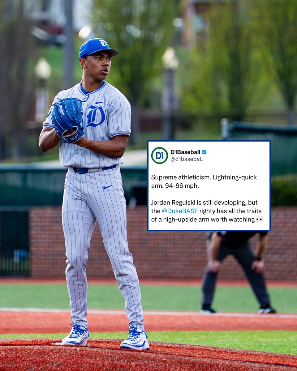 D1 Baseball’s tweet about Jordan Regulski speaking on his athleticism and development as a player