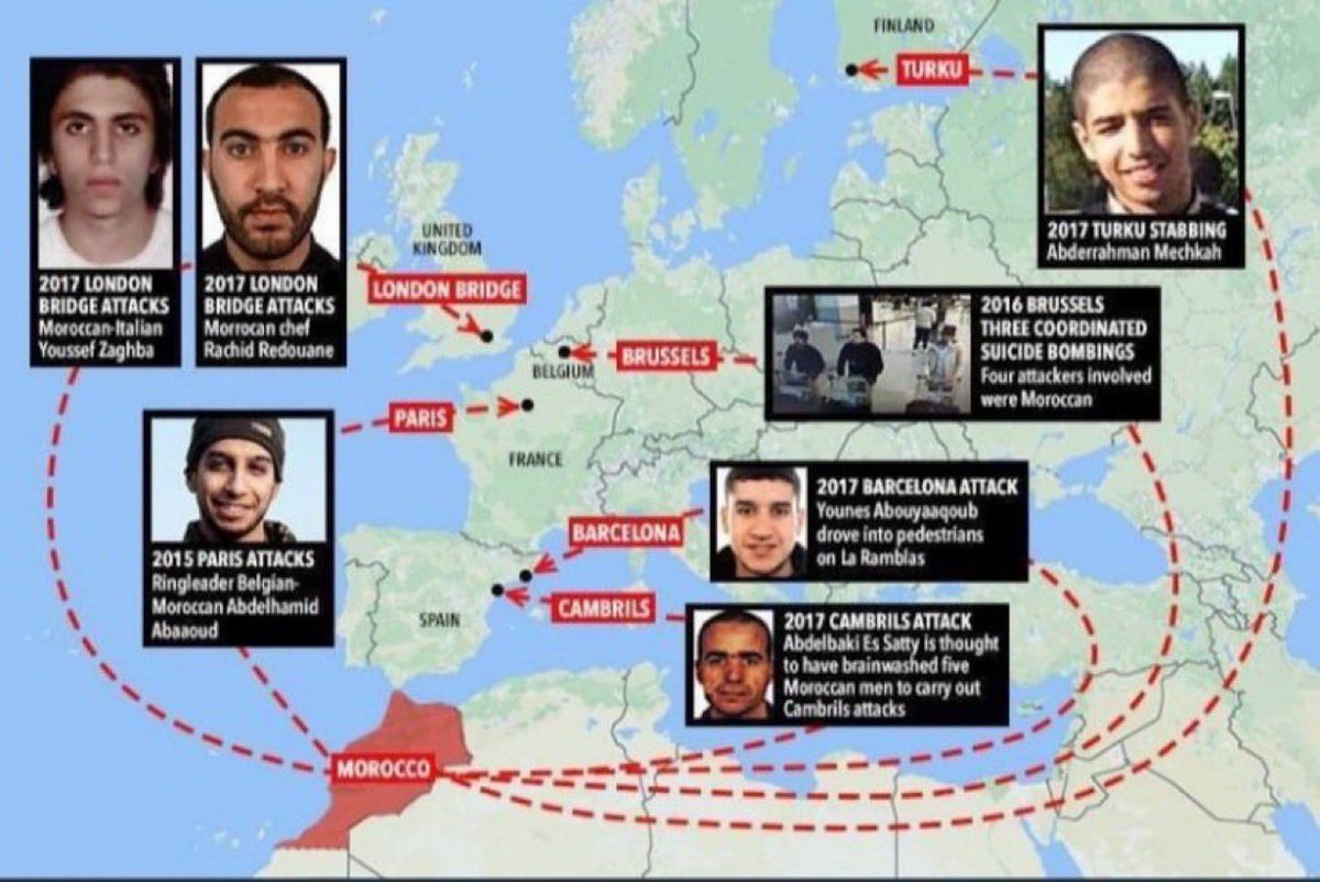 TalebSahara's tweet photo. Marruecos está llevando a cabo una campaña global en medios árabes, estadounidenses y españoles con el objetivo de manchar la lucha del pueblo saharaui y vincularla con el terrorismo, pero si de terrorismo hablamos, los datos no mienten, la mayoría de atentados terroristas en Europa fueron realizados por marroquíes. Ni un solo saharaui, jamás.