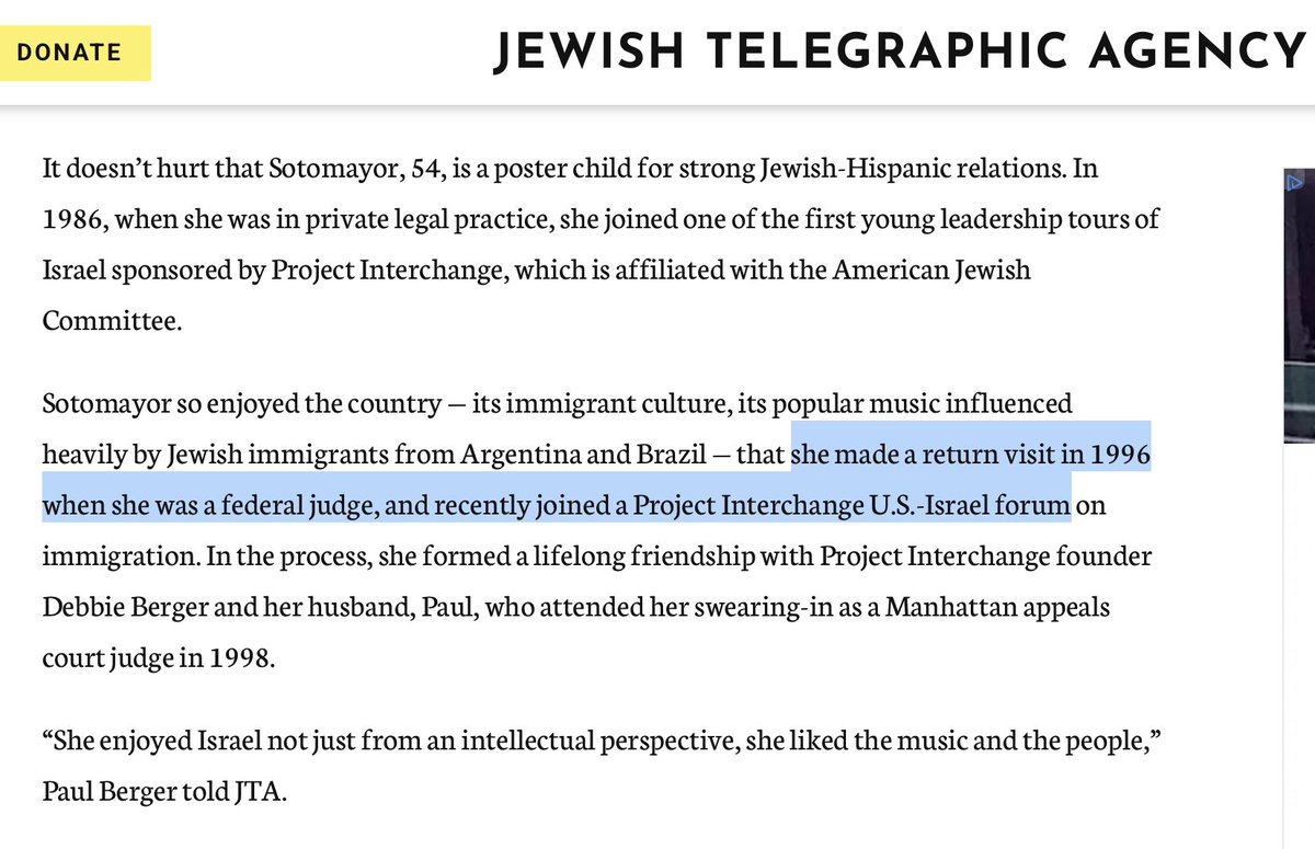 AliAbunimah's tweet photo. Probably total coincidence that "liberal" Supreme Court Justice Sonia Sotomayor, who just ruled that the Palestinian Authority must pay $656M to Zionists, has decades-long ties to "Israel," and the genocidal pro-apartheid @ADL endorsed her nomination by Obama https://t.co/ATZRE2hf2u
