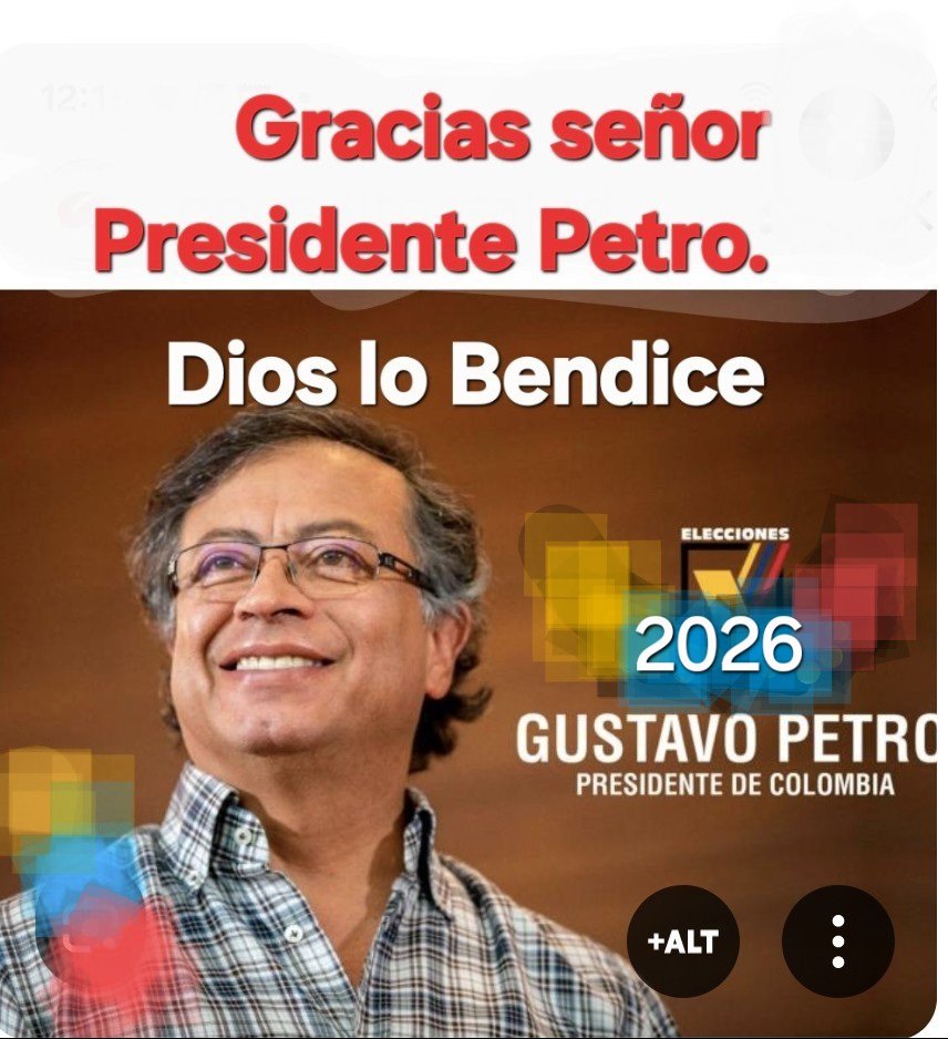 XPost1A's tweet photo. Infinitas gracias señor Presidente Gustavo Petro. https://t.co/qyxs87nI71