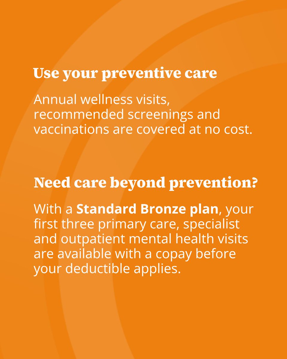 CoveredCA's tweet photo. If you have a Bronze plan, use your benefits! Many preventive services like checkups, vaccines, and screenings may be covered at no extra cost with in-network care. Know your plan to get quality care, stay healthy, and avoid surprise costs. #CoveredCalifornia #BronzePlan https://t.co/jLNFTYeutU