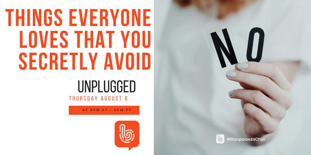 DIYMarketers's tweet photo. What popular habit, trend, or wellness routine do you keep refusing to add to your life?
TONIGHT on #BizapaloozaChat UNPLUGGED we'll talk about
👉 Things Everyone Loves That You Secretly Avoid!
Join us, Thursday 8/6 at 8pm ET/5pm PT.
#funtime #inspiration #habits #freetime https://t.co/5RrosWmnp2