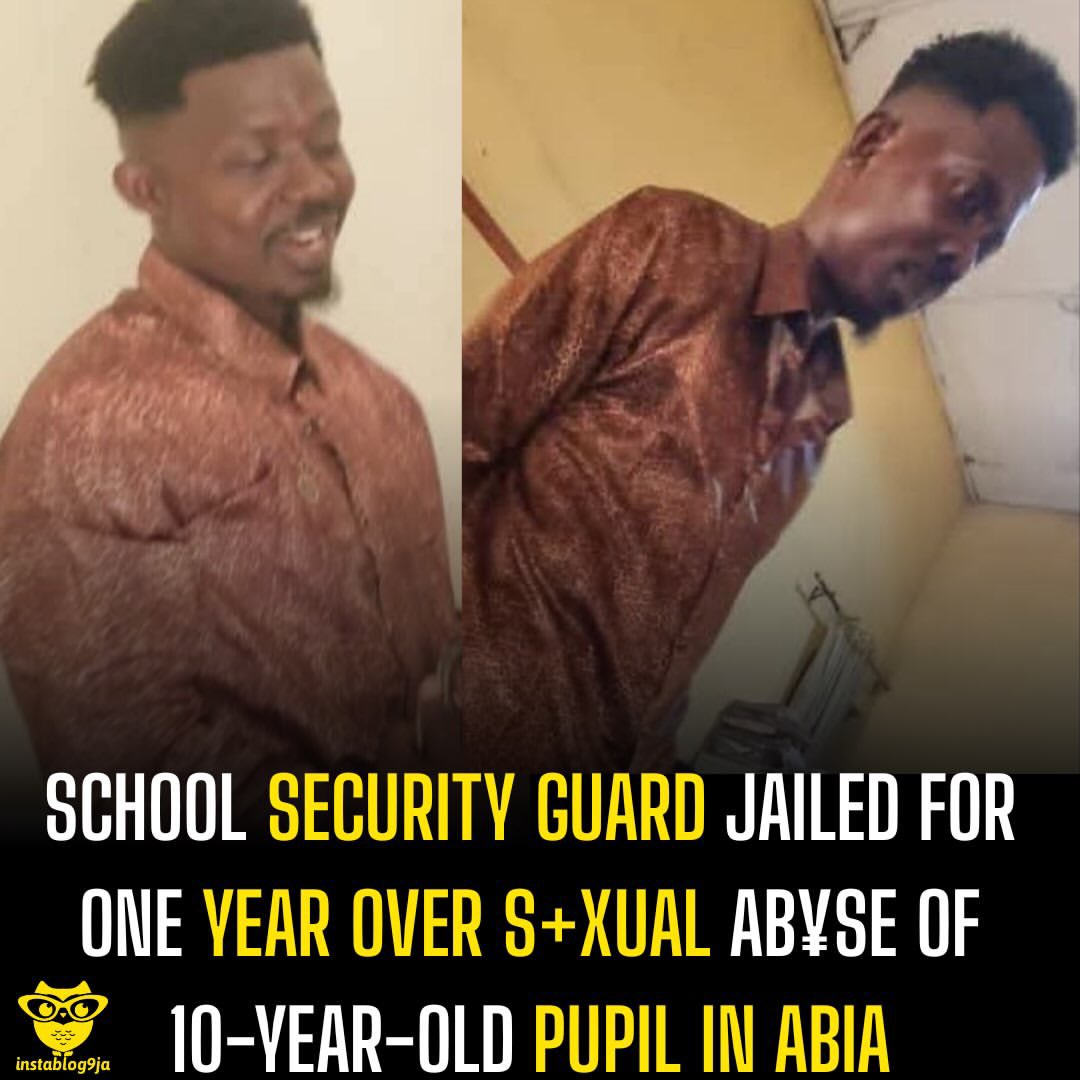 instablog9ja's tweet photo. School Security Guard Jailed for One Year Over S+xual Ab¥se of 10-Year-Old Pupil in Abia 

A 30-year-old school security guard, Chidiebere Kalu, attached to Radiant Glory Academy in Umuichichi, Aba, Abia State, has been sentenced to one year in prison for s+xually ab¥sing a 10-year-old female pupil. 

The conviction was handed down on August 5, 2026, by the Family Court sitting at the Magistrate Court in Aba. 

Following a complaint by the victim’s family, the case was investigated and prosecuted through the criminal justice system over incidents that allegedly occurred within the school premises. 

The court found Kalu guilty on two charges, indecent a§§ault and intimidating a minor. He was sentenced to one year in prison without the option of a fine for the first count, while the second count attracted a one-year jail term with an option of a ₦200,000 fine. The court ruled that both sentences would run concurrently. 

Reacting to the verdict, the Vivacious Development Initiative (VIDI), in partnership with the Child Protection Network (CPN), Abia State Chapter, hailed the conviction as a significant step forward for child protection and the pursuit of justice.