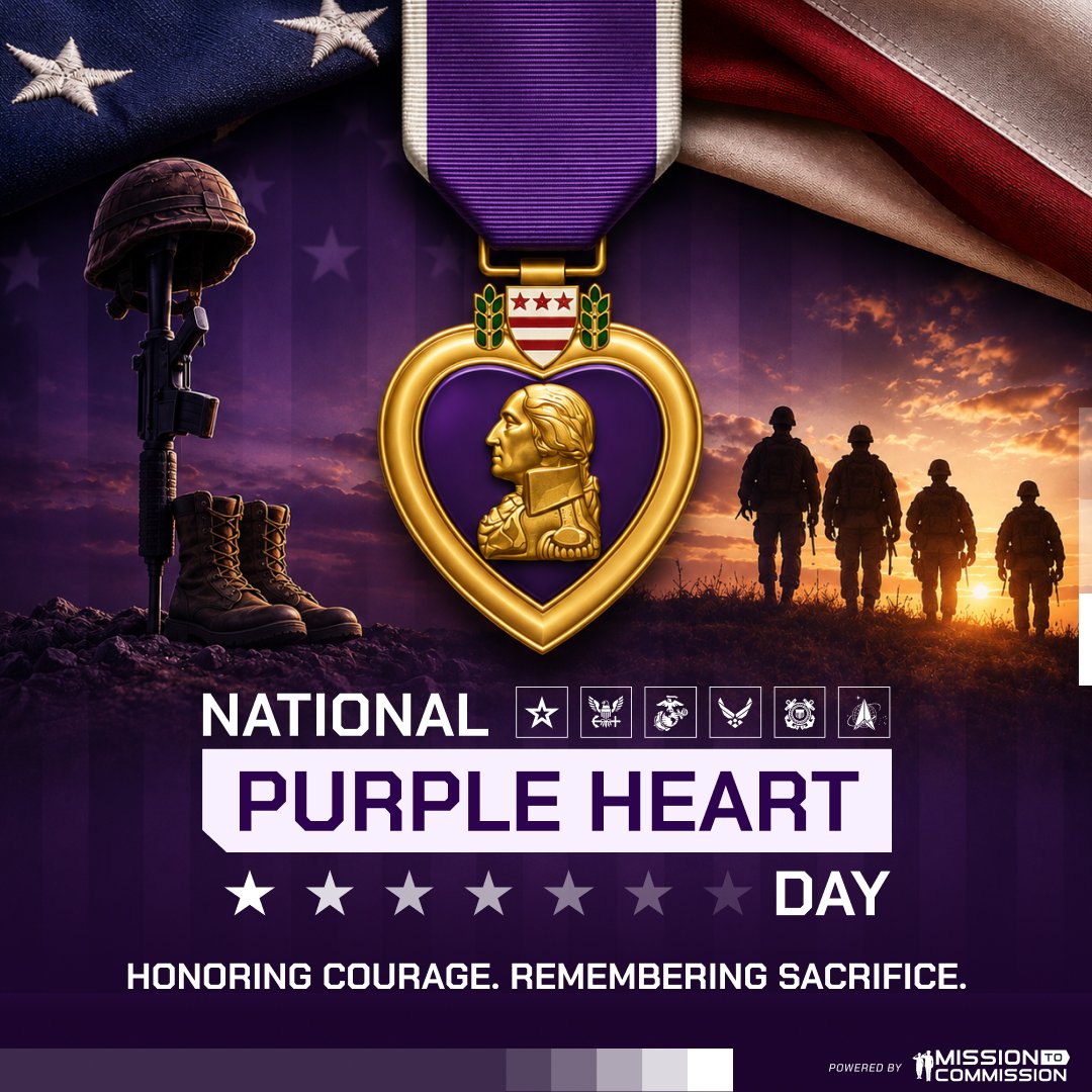 mission2comm's tweet photo. Every veteran's story is different. On Purple Heart Day, we honor those whose service came at a lasting cost and remember the sacrifices they made in defense of our nation.

#PurpleHeartDay https://t.co/x5nxDaFjTC