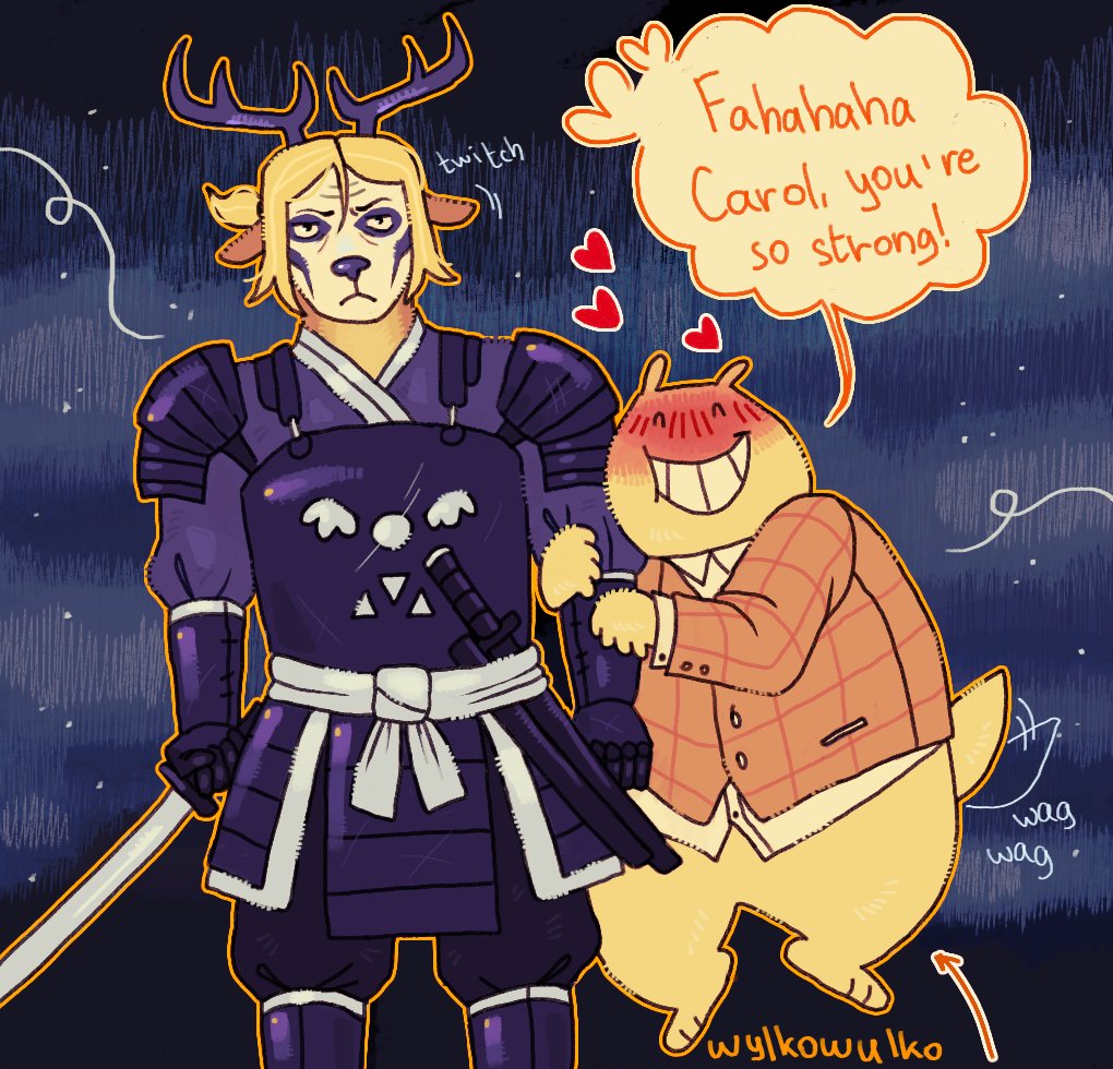 WYLKOWULKO's tweet photo. Carol Holiday and her passionate sidekick named Willow who is soft, weighs almost nothing and gets blown away by a blizzard in the Holiday Manor Dark World
#deltarune https://t.co/wVbigSqmRu