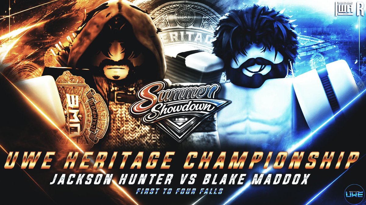 UWEONROBLOX's tweet photo. 🏹 THE LAST ARROW.
The UWE Heritage Championship is on the line at #UWESummerShowdown.
After proving himself as a RISING star, @hunterristt Jackson defends against the UNSTOPPABLE force of @BlakeMaddoxRW.
Two future stars. One championship. ONE shot.
AUGUST 17TH • 4:30PM ET https://t.co/tm20Ix9AIz
