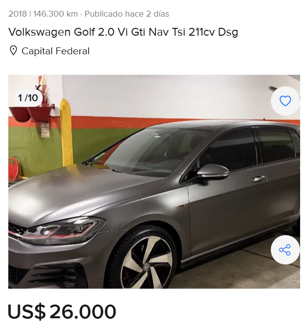 autazoapp's tweet photo. Estoy siguiendo atentamente la desplomada de precios de los Golf GTI MK7/MK7.5. Solamente esta semana, se publicaron más de 5 por abajo de los $28.000 USD y la tendencia va a seguir a la baja https://t.co/cmHtlVyeDL