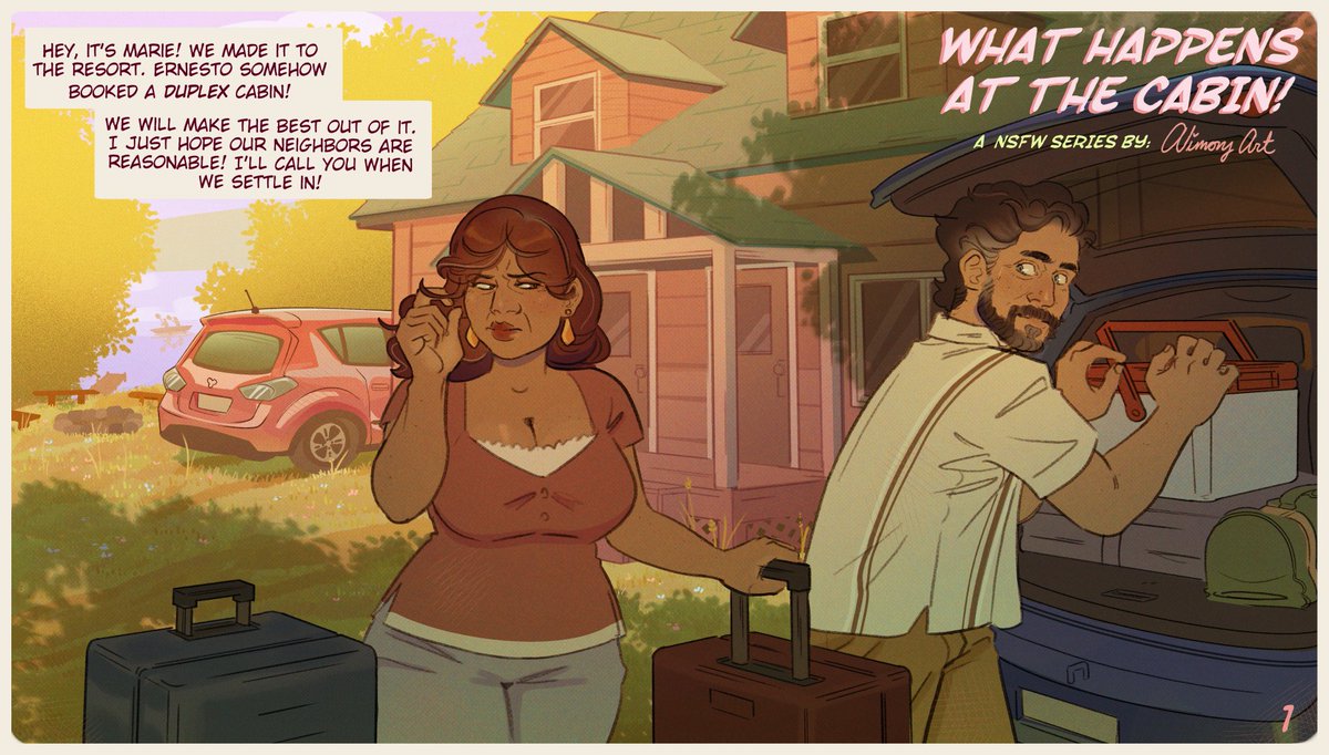 AlimonyArt's tweet photo. Here's 4/5  pages of "What Happens at The Cabin" a lil illustration series Im making. https://t.co/3XtPRBOjf1
