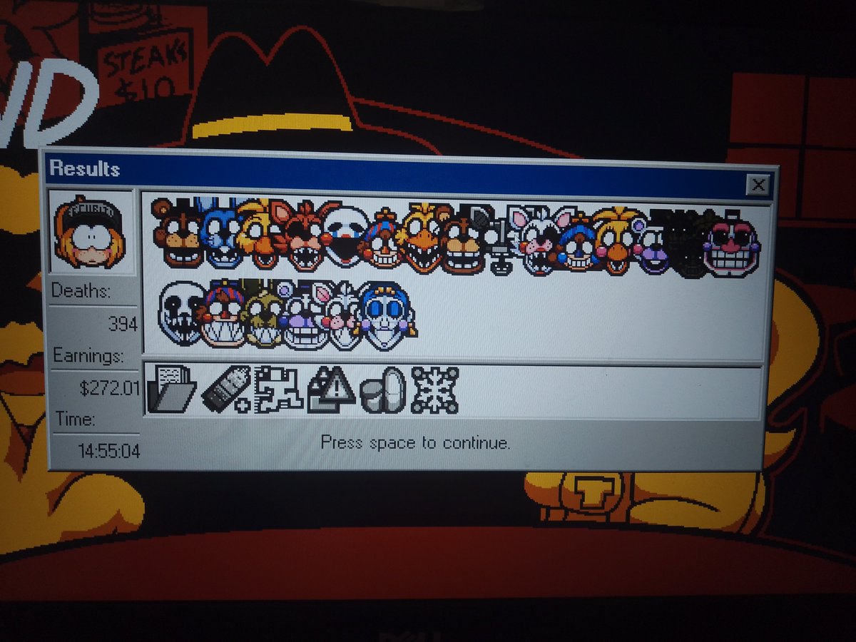 DopTime's tweet photo. I got into frickbears lately and I think the results screens of these playthroughs illustrate well the jump between normal and hard https://t.co/j8WTm8H8LP